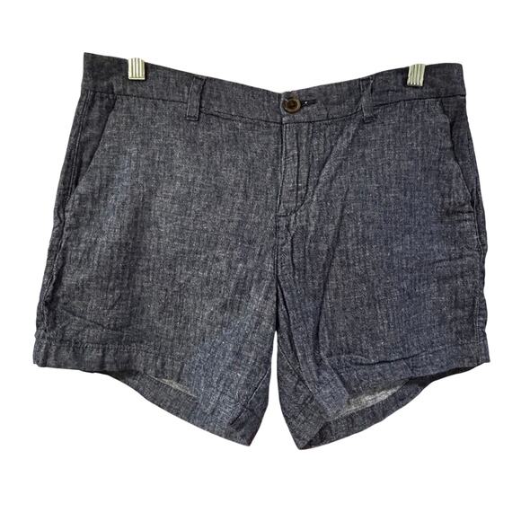 Old Navy Everyday Shorts blue cotton linen chambray denim classics pockets sz 6 - Picture 1 of 6